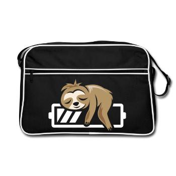 Sloth funny sleeping battery loading icon - Retro Bag - black/white - Front