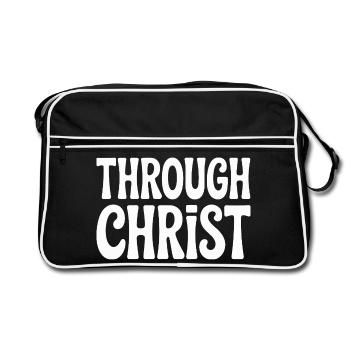 Par le Christ Jésus Chrétiens Foi - Sac Retro - noir/blanc - Devant