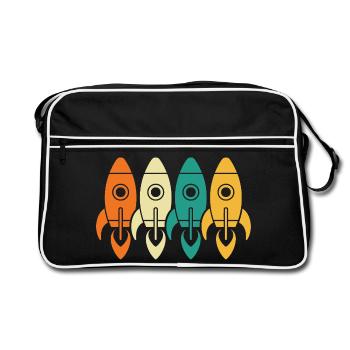 fusées vintage exploration spatiale ingénieur cadeau - Sac Retro - noir/blanc - Devant