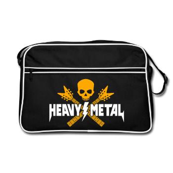 Heavy Metal Skull with Guitars - Retro Bag - black/white - Front