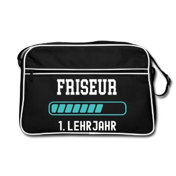 Hairdresser training 1 year of apprenticeship 1st year of training - Retro Bag - black/white - Front