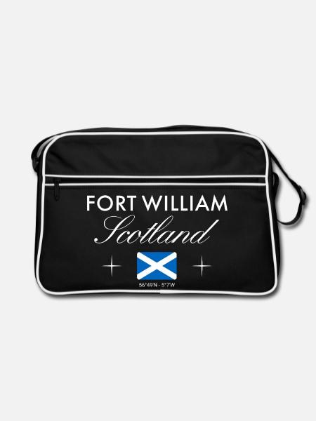 Fort William Schottland Koordinaten Reise Souvenir - Retro Tasche - Schwarz/Weiß