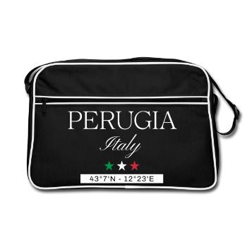 Perugia Italien Souvenir – Reise minimalistisch - Retro Tasche - Schwarz/Weiß - Vorne