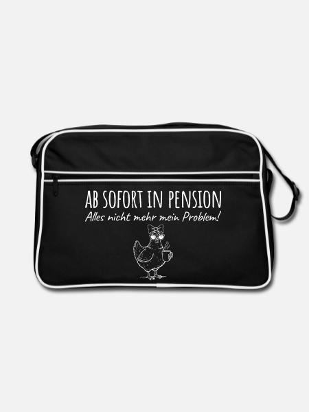 Pension Nicht mehr mein Problem Huhn Pensionärin - Retro Tasche - Schwarz/Weiß