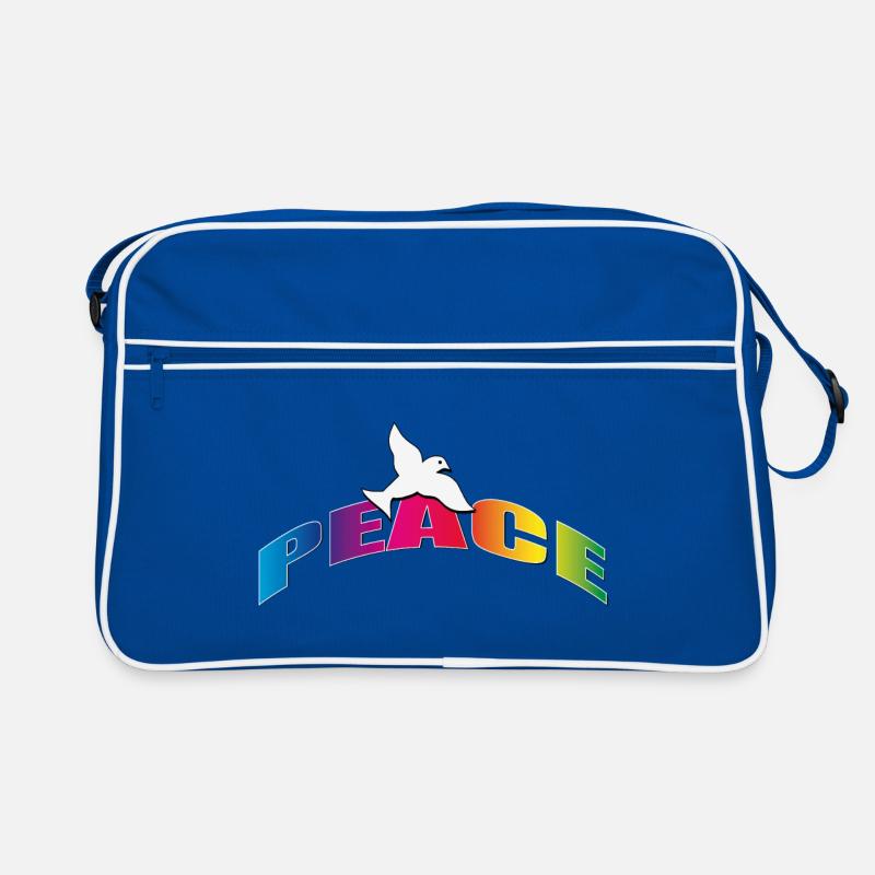 Peace mit Taube Regenbogenfarben Retro Tasche