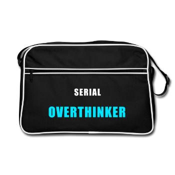 Serial Overthinker – Funny Humor Shirt - Retro Bag - black/white - Front