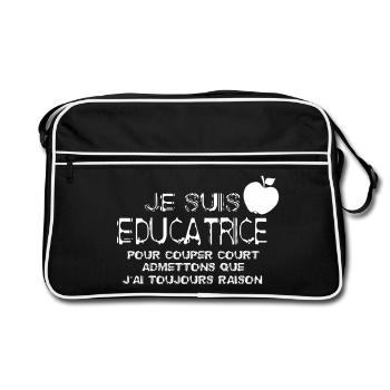Je suis educatrice - Sac Retro - noir/blanc - Devant