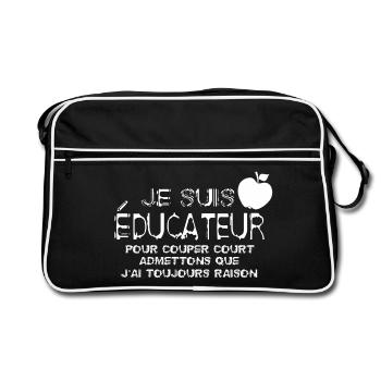 Je suis Éducateur - Sac Retro - noir/blanc - Devant