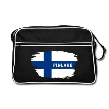 Finland Flag / Gift Helsinki Scandinavia - Retro Bag - black/white - Front