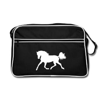Silhouette de cheval blanc - Sac Retro - noir/blanc - Devant