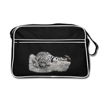 Snow leopard cub relaxed - Retro Bag - black/white - Front