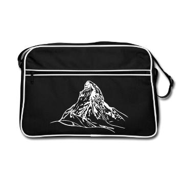 Matterhorn, Berg, Alpen, Schweiz, mountains summit - Retro Tasche - Schwarz/Weiß - Vorne