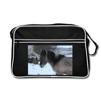 Pferd Pferdeposter - Retro Tasche - Schwarz/Weiß - Vorne