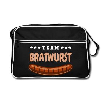 Team Bratwurst - Grill Fan - Grillen Wurst - Retro Tasche - Schwarz/Weiß - Vorne
