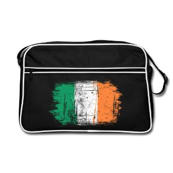 Impression au coup de pinceau du drapeau irlandais - Sac Retro - noir/blanc - Devant