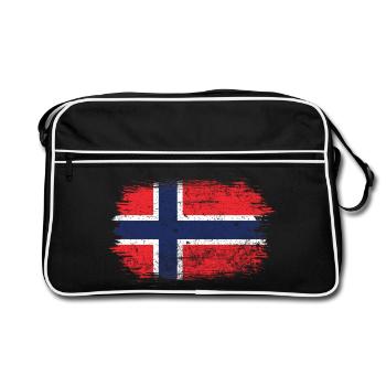 Norway Flag Brushstroke Cross - Retro Bag - black/white - Front
