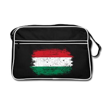 Hungarian Brush Flag Art - Retro Bag - black/white - Front