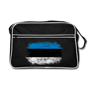 Blue-White Brushstroke Flag - Retro Bag - black/white - Front
