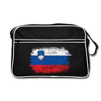 Art au pinceau du drapeau slovène - Sac Retro - noir/blanc - Devant