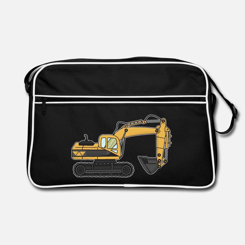 Excavator, construction site Retro Bag