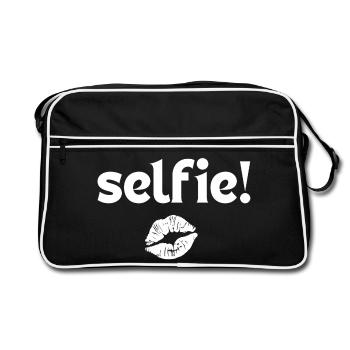 selfie, portable, téléphone - Sac Retro - noir/blanc - Devant