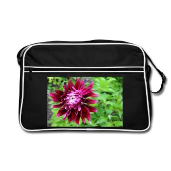 Dahlia, Fleur, Fleur Rouge - Sac Retro - noir/blanc - Devant