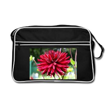 Dahlia Fleur Rouge, Fleur - Sac Retro - noir/blanc - Devant
