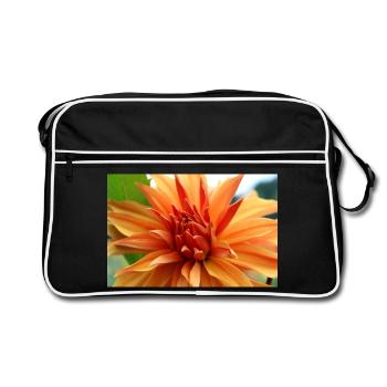 Dahlie orangen lachsfarben Blüte ,Blume - Retro Tasche - Schwarz/Weiß - Vorne