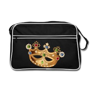 gold-coloured crown with gemstones and pearls - Retro Bag - black/white - Front