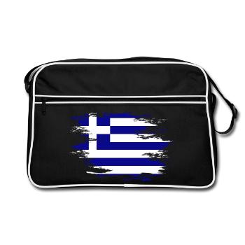 Drapeau de la Grèce utilisé design - Sac Retro - noir/blanc - Devant