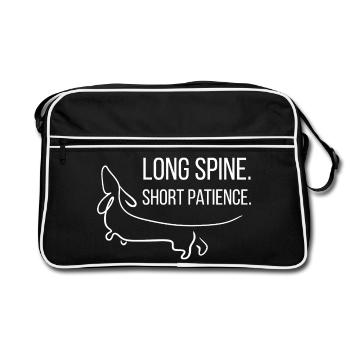 Short-legged. Stubborn. Dachshund. - Retro Bag - black/white - Front