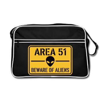 Funny Beware Of Aliens Area 51 UFO - Retro Bag - black/white - Front