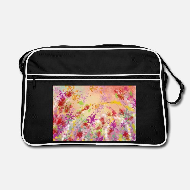 Pastellblüten Farbwirbel Muster - Retro Tasche - Schwarz/Weiß