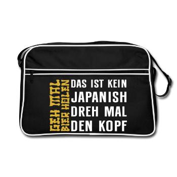 Geh Mal Bier Holen Lustige Bier Trinkfreunde - Retro Tasche - Schwarz/Weiß - Vorne