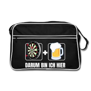 Fléchettes et bière – c’est pour ça que je suis là - Sac Retro - noir/blanc - Devant