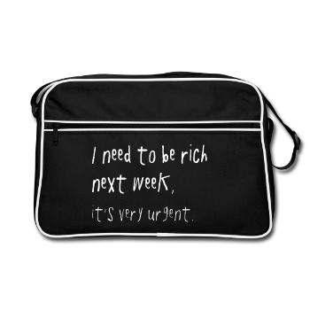 Need To Be Rich Urgent Gen Z Spruch - Sac Retro - noir/blanc - Devant