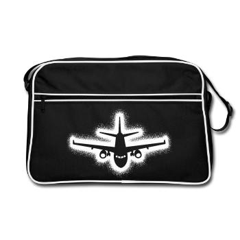 Airplane Aviator Boys Men Kids Pilot - Retro Bag - black/white - Front