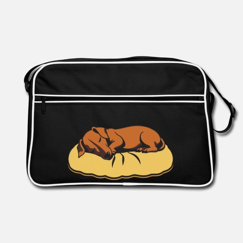 sleeping dog dachshund Retro Bag
