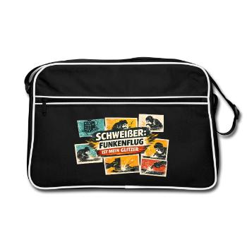 Welder Flying Sparks Glitter - Retro Bag - black/white - Front