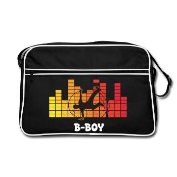 B-Boy Breakdance Streetstyle Hip Hop DJ Dance - Retro Tasche - Schwarz/Weiß - Vorne