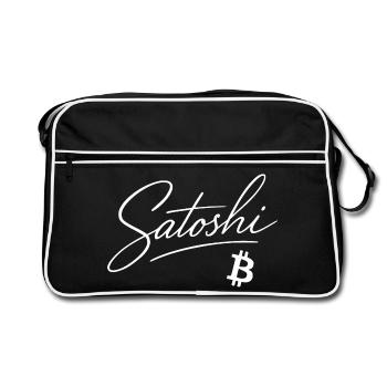 Satoshi Shirt for Bitcoin and Crypto Fans - Retro Bag - black/white - Front