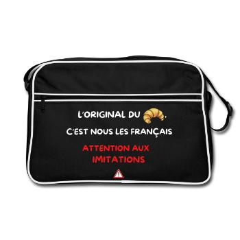 Croissant Français Original – Attention aux Imitat - Sac Retro - noir/blanc - Devant