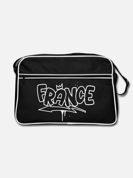 France Graffiti - Retro Tasche - Schwarz/Weiß