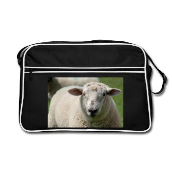 Gros plan d’un mouton - Sac Retro - noir/blanc - Devant