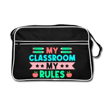 Pre K Teacher Classroom My Rules Kindergarten - Retro Tasche - Schwarz/Weiß - Vorne