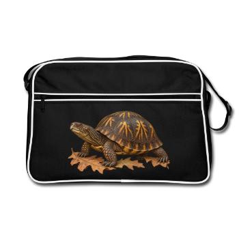 Östliche Boxschildkröte im Eichenlaubstreu - Retro Tasche - Schwarz/Weiß - Vorne