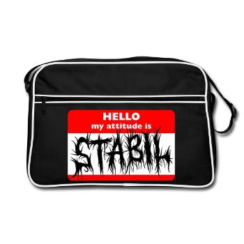 STABIL - HELLO DEATH METAL - Retro Tasche - Schwarz/Weiß - Vorne