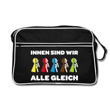 toleranz integration politik - Retro Tasche - Schwarz/Weiß - Vorne