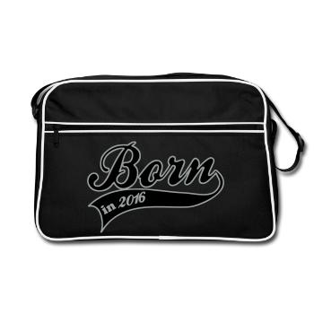 born in 2016 - Retro Tasche - Schwarz/Weiß - Vorne