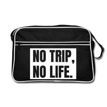 no trip, no life, voyage, voyager, tour du monde - Sac Retro - noir/blanc - Devant